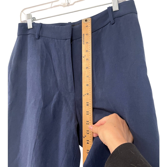 NEW! Nili Lotan 8 Dayton Linen & Silk $675 Wide Leg High Waist Pants Navy Blue - Picture 9 of 10